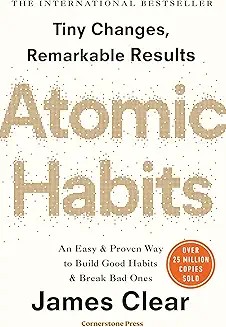 Atomic Habits by James Clear book cover showing habits