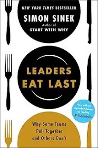 Leaders Eat Last by Simon Sinek book cover about leadership culture and trust