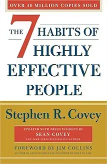 The 7 Habits of Highly Effective People by Stephen R. Covey book cover about personal leadership and habits